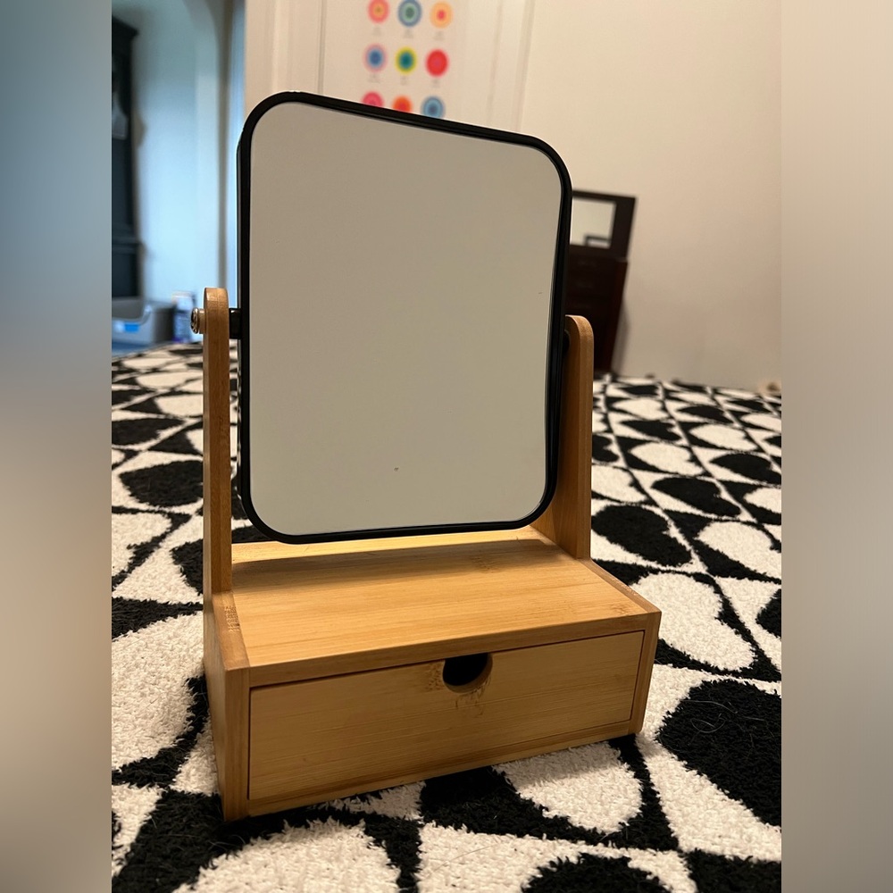 Bamboo vanity mirror
